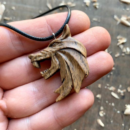 Witcher Wolf Medallion Walnut Wood Pendant