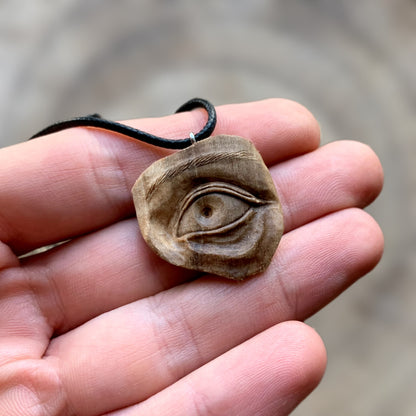 Realistic Eye Walnut Wood Pendant