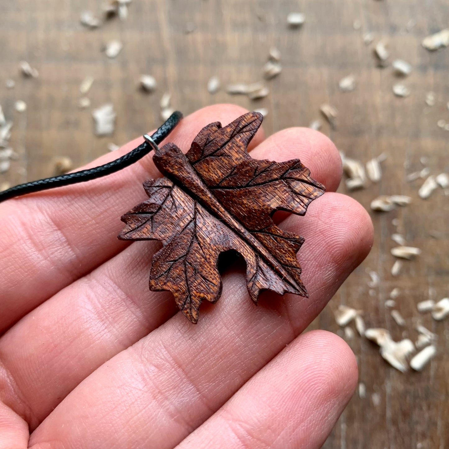 Maple's Leaf Mahogany Wood Pendant