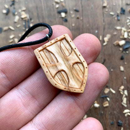 Medieval Shield Wood Pendant Style 4