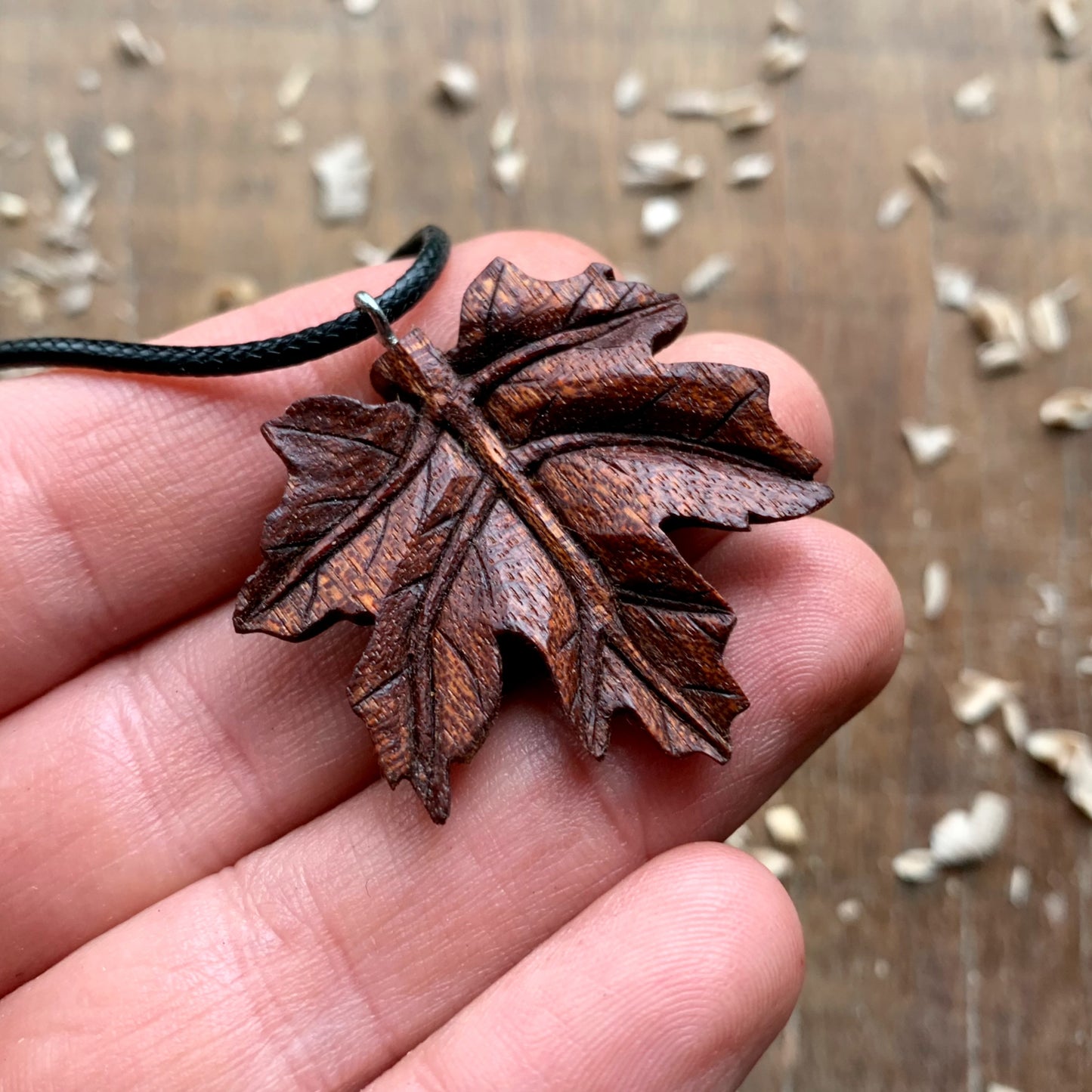 Maple's Leaf Mahogany Wood Pendant