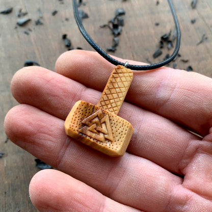 Mjolnir With Valknut Pendant