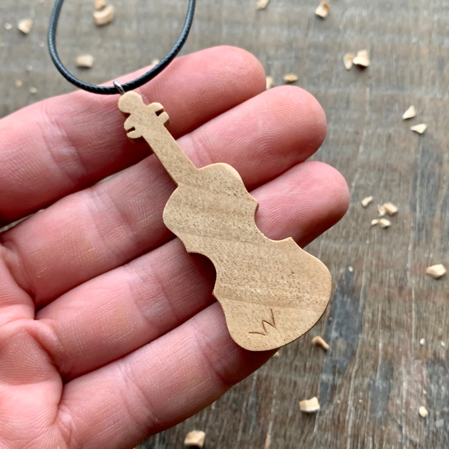 Violin Walnut Wood Pendant