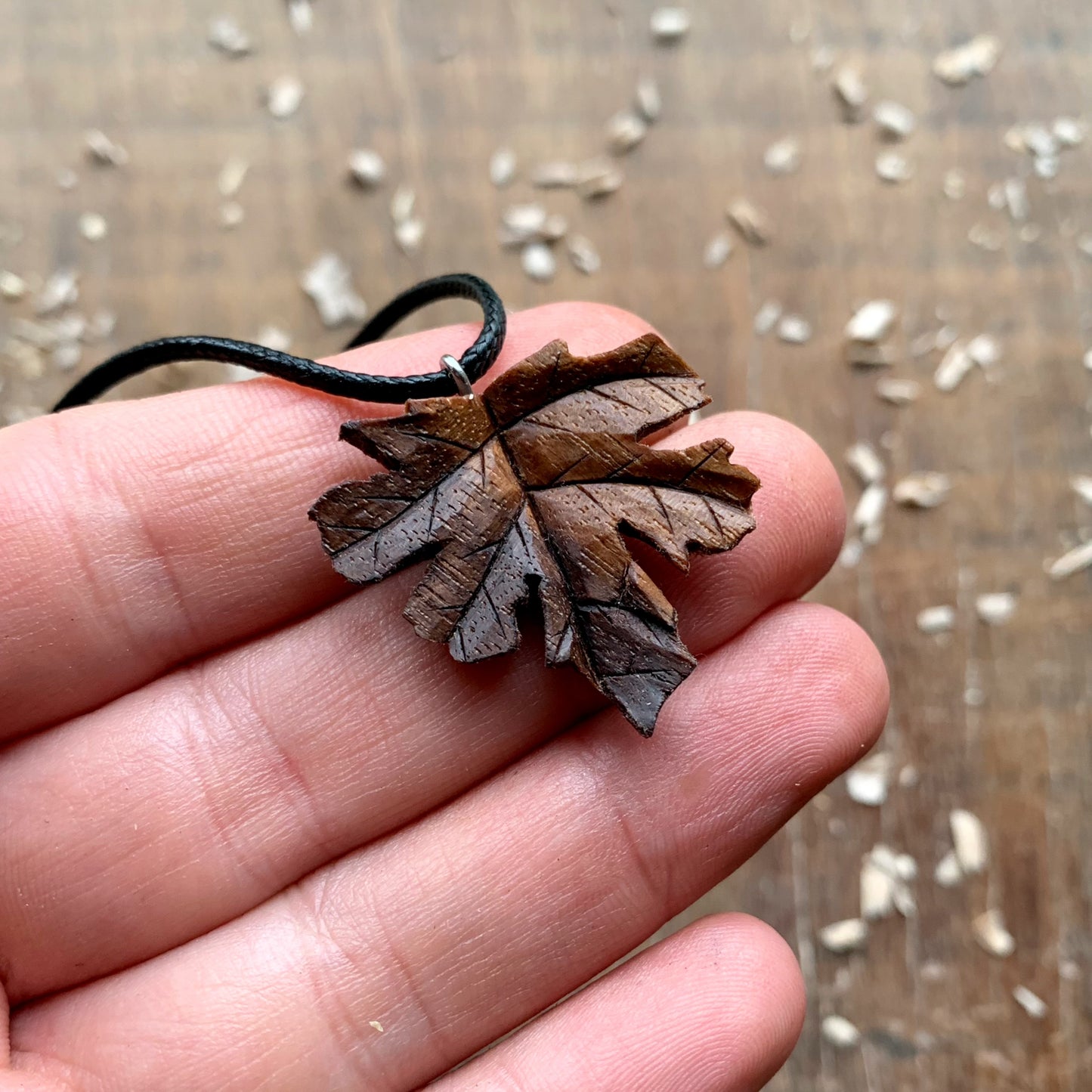 Small Maple's Leaf Walnut Wood Pendant