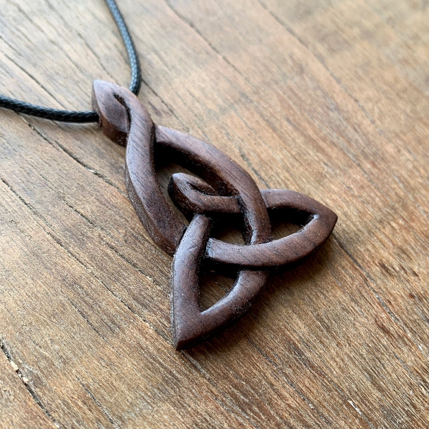 Celtic Motherhood Knot Walnut Wood Pendant