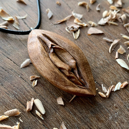 Vulva American Walnut Wood Pendant