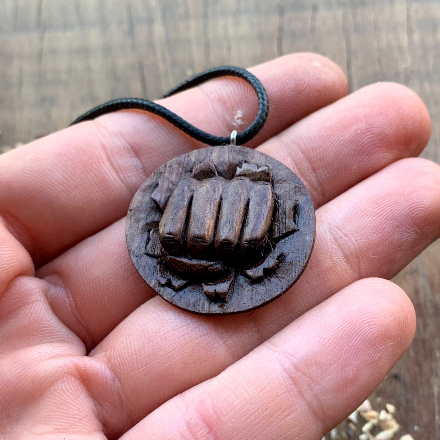 Punch Walnut Wood Pendant