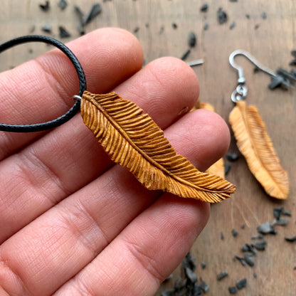 Set Of Feather Pendant And Earrings