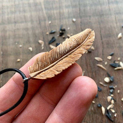 Feather Walnut Wood Pendant Style 3