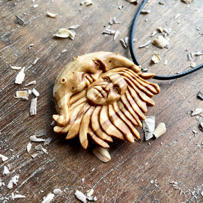 Sun And Moon Olive Wood Pendant