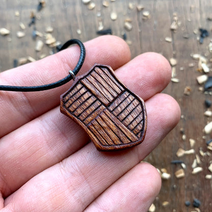 Medieval Shield Wood Pendant Style 2