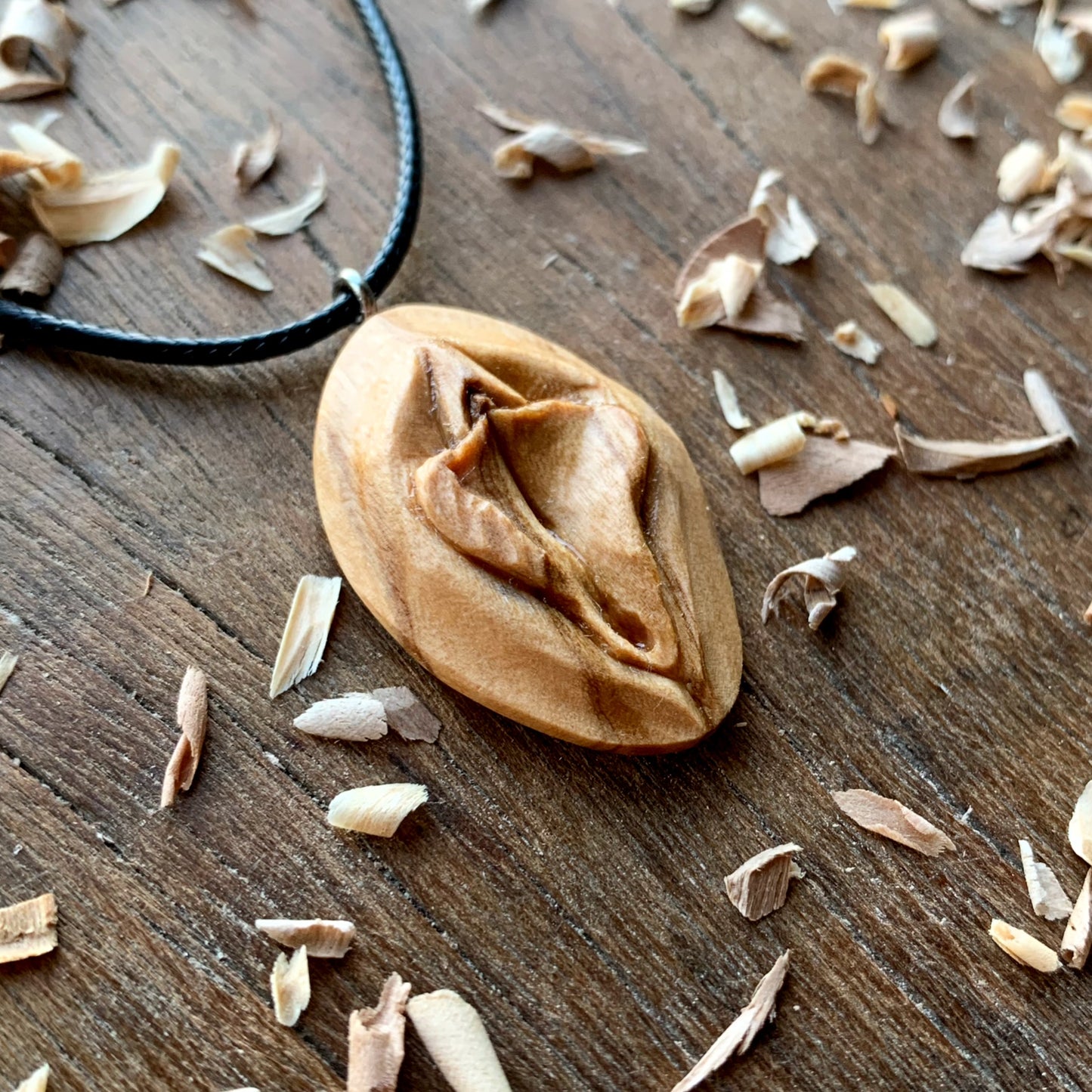 Vulva Olive Wood Pendant