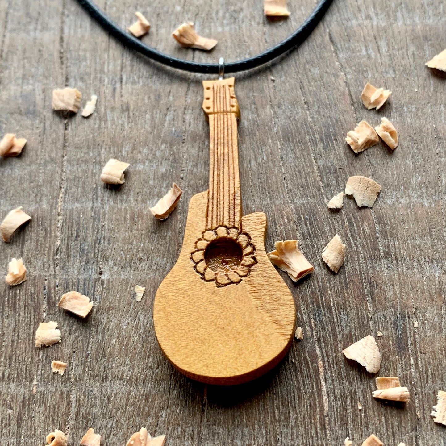 Acoustic Guitar Mulberry Wood Pendant