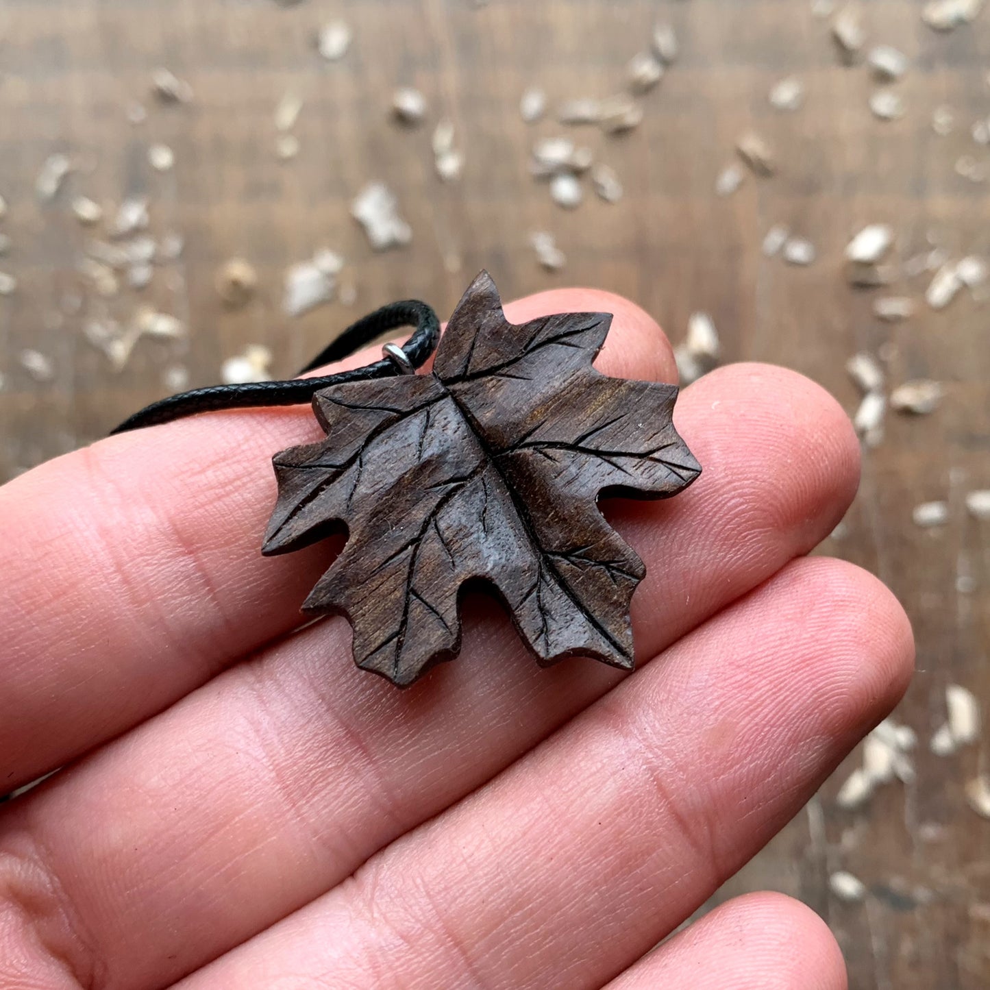 Small Maple's Leaf Walnut Wood Pendant