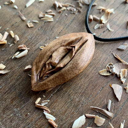 Vulva American Walnut Wood Pendant