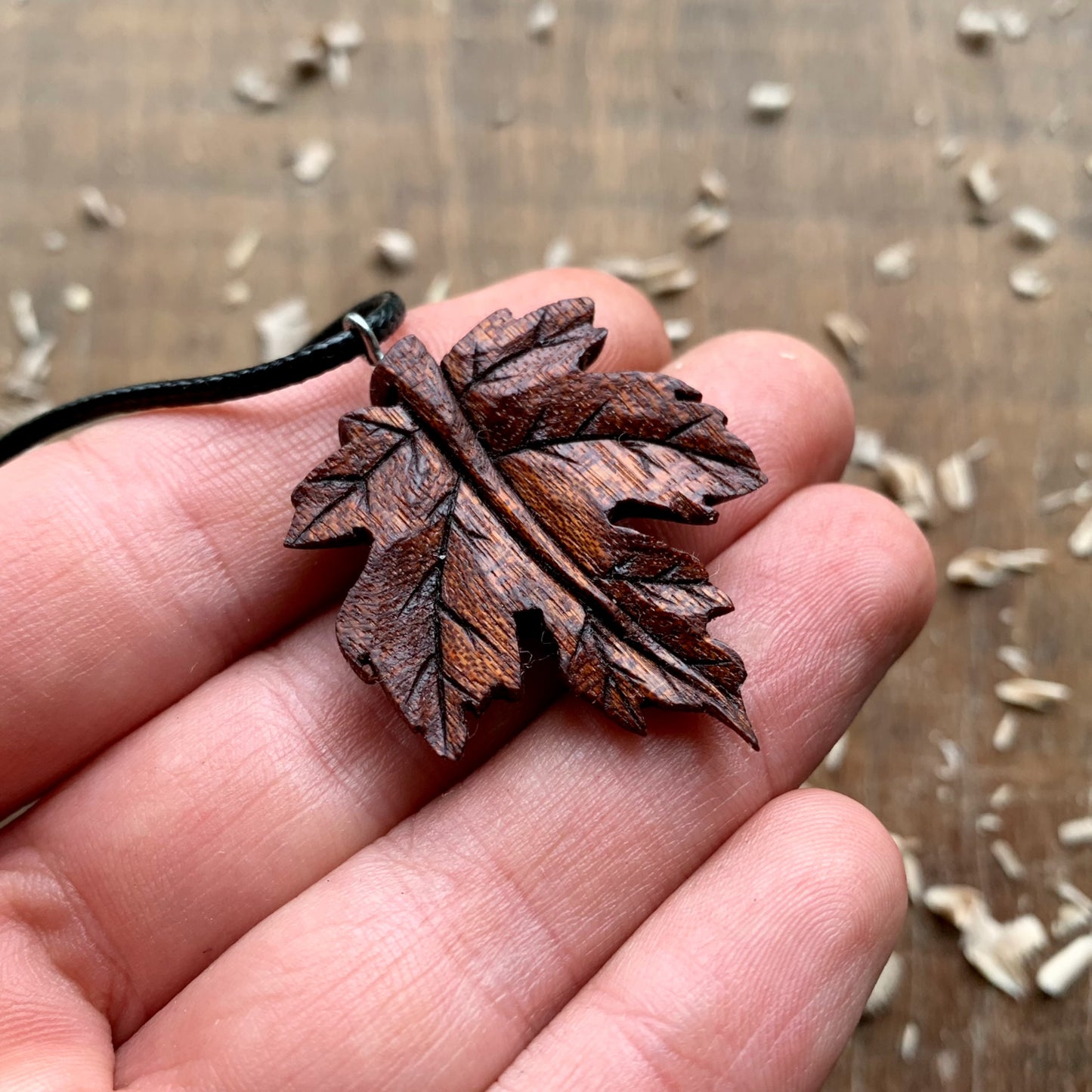 Maple's Leaf Mahogany Wood Pendant