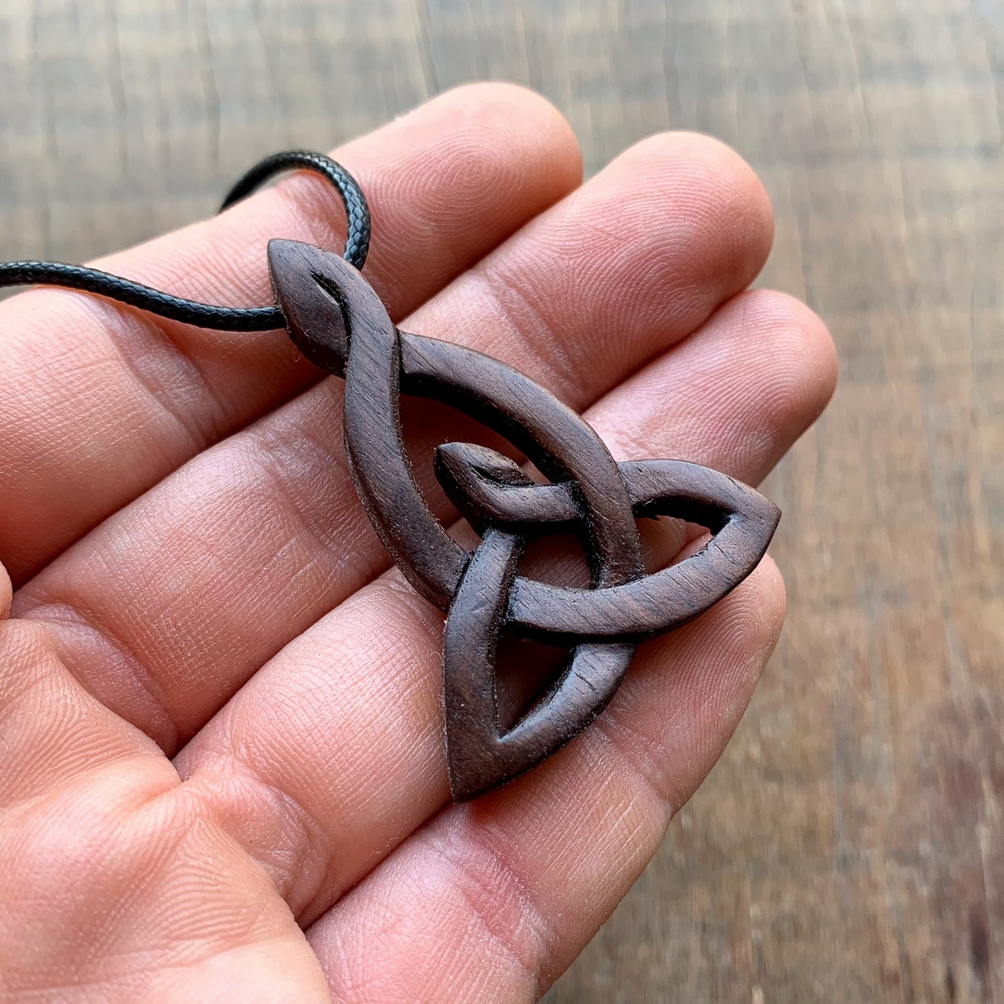 Celtic Motherhood Knot Walnut Wood Pendant