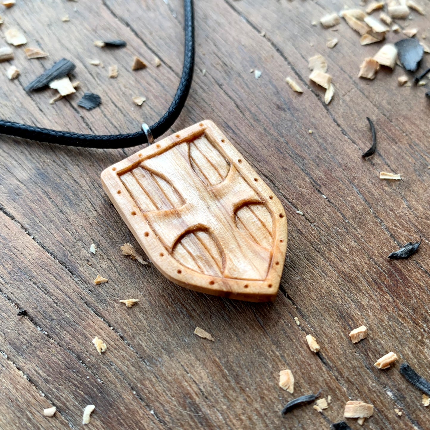 Medieval Shield Wood Pendant Style 4