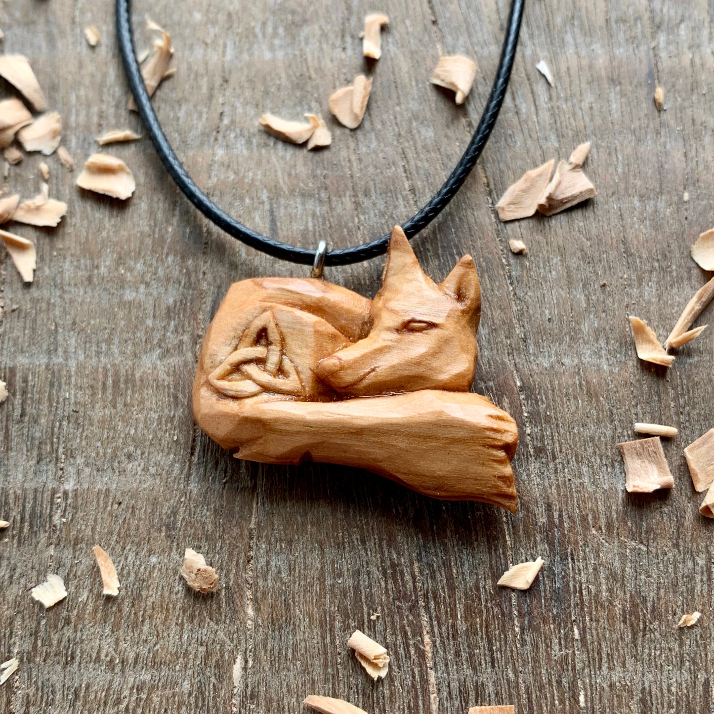 Hand Carved Fox Pendant