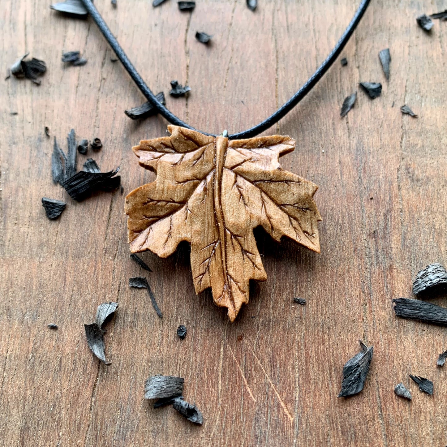 Maple’s Leaf Walnut Wood Pendant