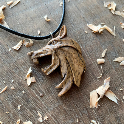 Witcher Wolf Medallion Walnut Wood Pendant