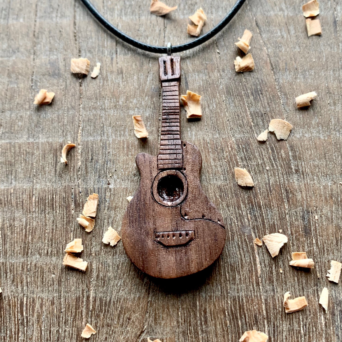 Acoustic Guitar Walnut Wood Pendant