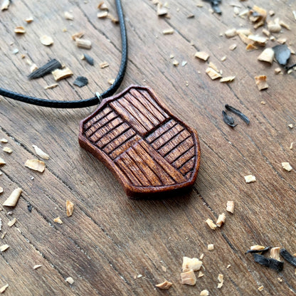 Medieval Shield Wood Pendant Style 2