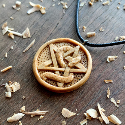 Snake Wrapped On Pentacle Pendant