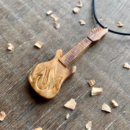 Electric Guitar Olive Wood Pendant