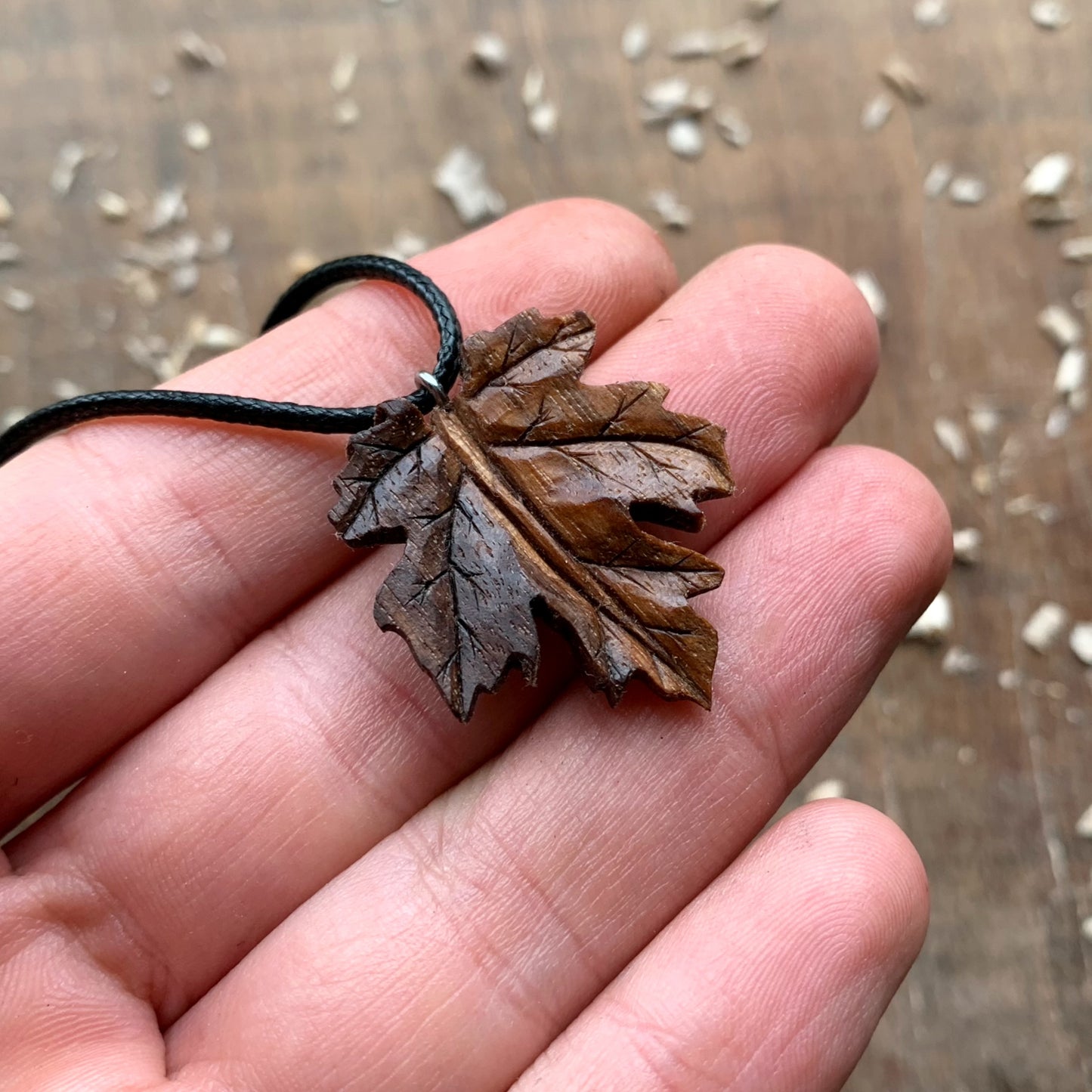 Small Maple's Leaf Walnut Wood Pendant