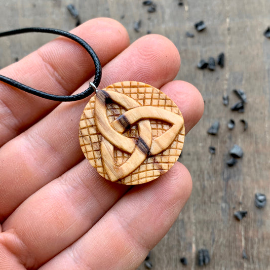 Triquetra OIive Wood Pendant