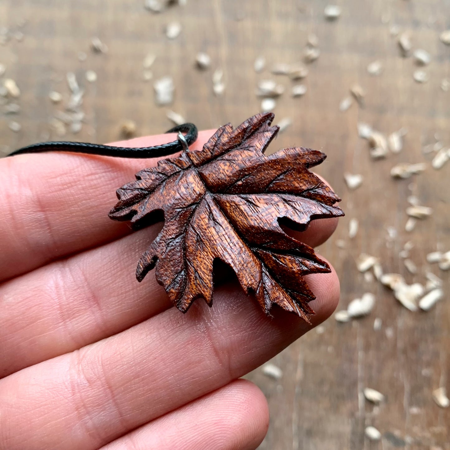 Maple's Leaf Mahogany Wood Pendant