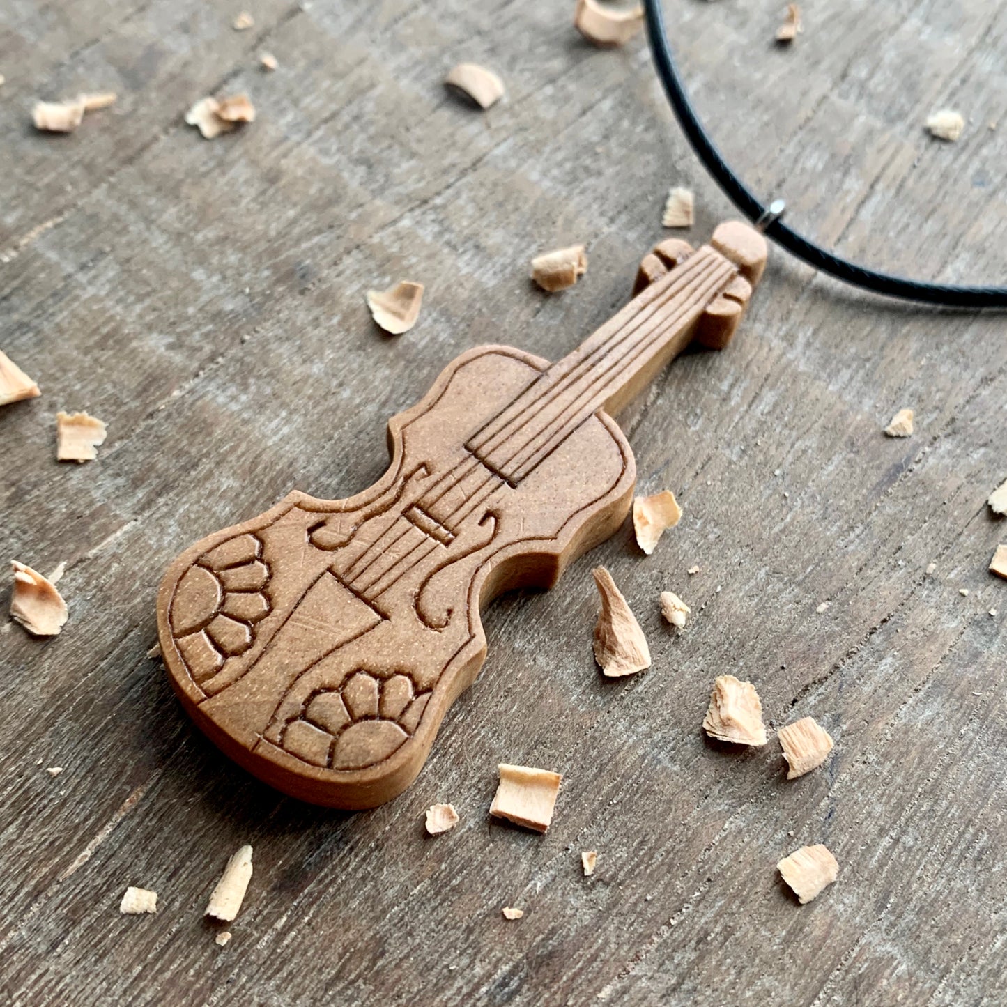 Violin Walnut Wood Pendant