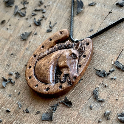 Horseshoe With Horse Pendant