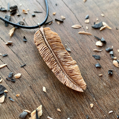 Feather Walnut Wood Pendant Style 3