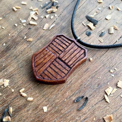 Medieval Shield Wood Pendant Style 2