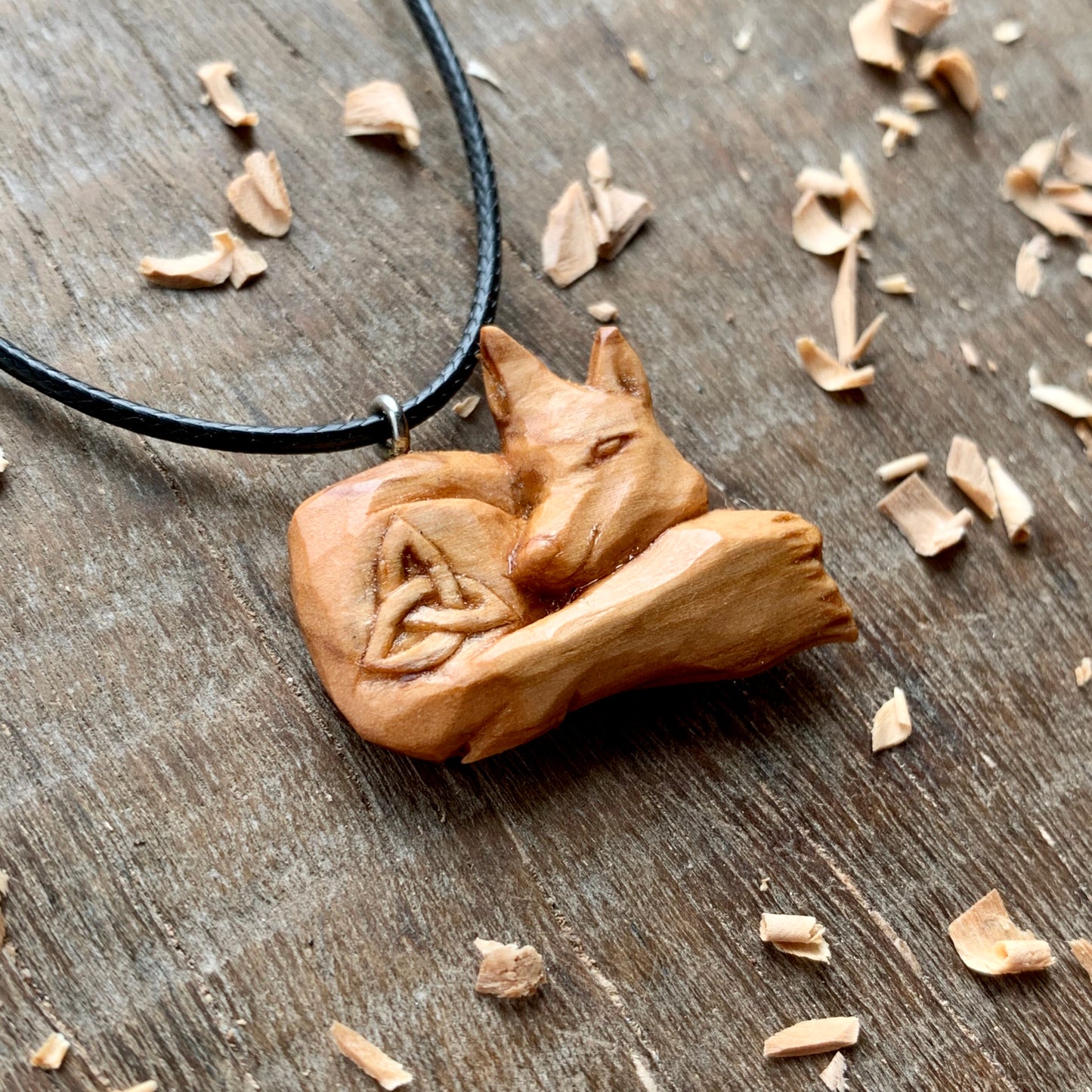 Hand Carved Fox Pendant