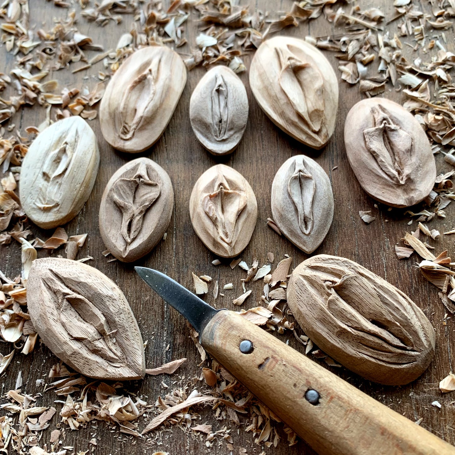 Vulva Olive Wood Pendant