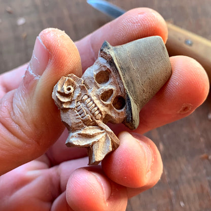 Skull With Rose Pendant