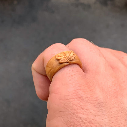 Maple Leaf Olive Wood Ring