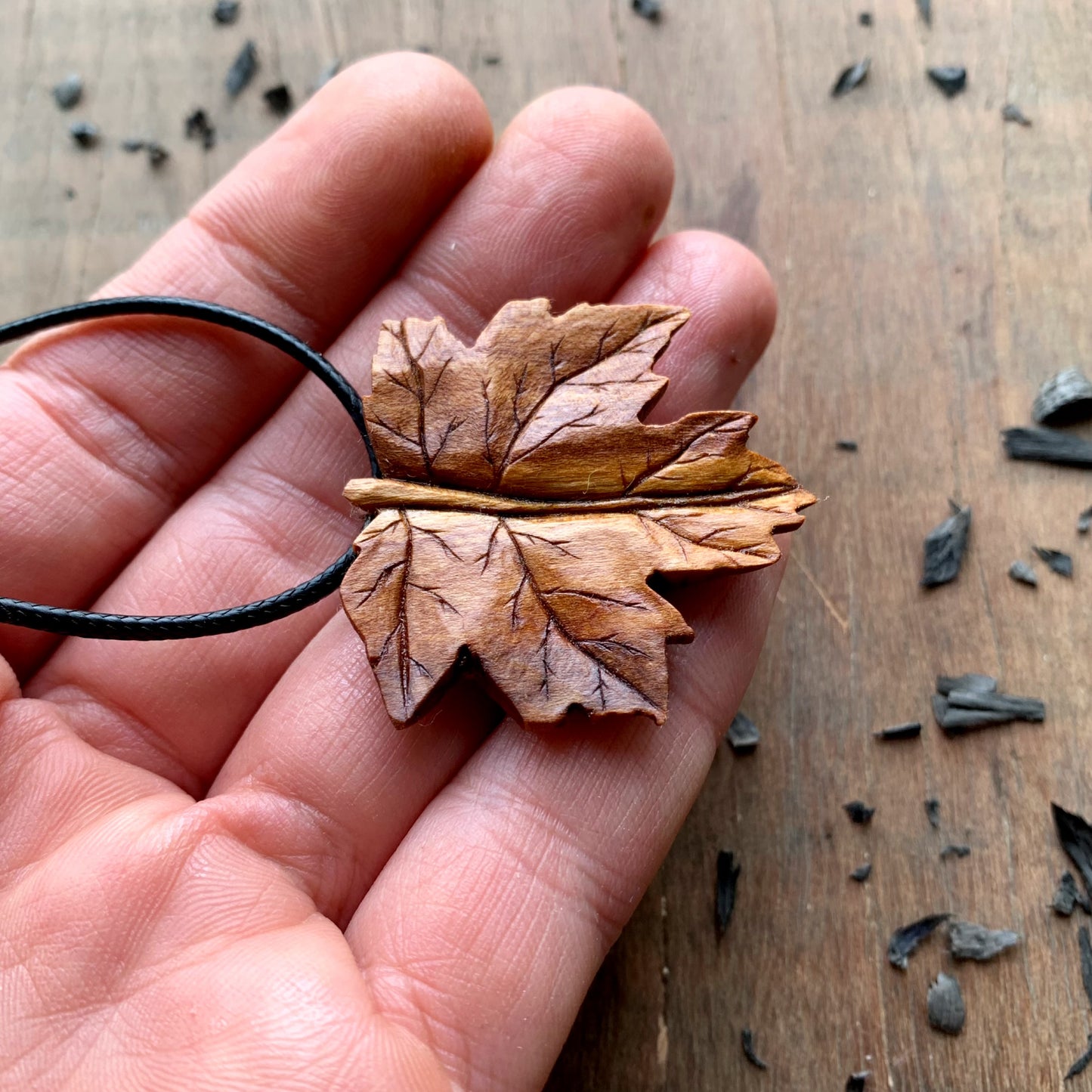 Maple Leaf Plum Wood Pendant