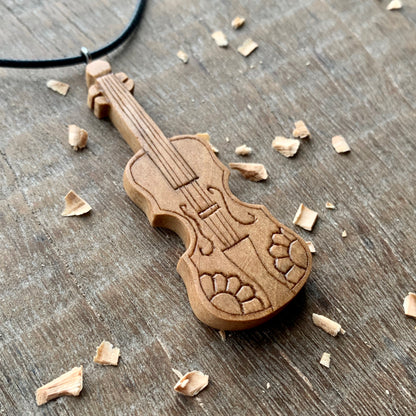 Violin Walnut Wood Pendant