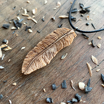 Feather Walnut Wood Pendant Style 3