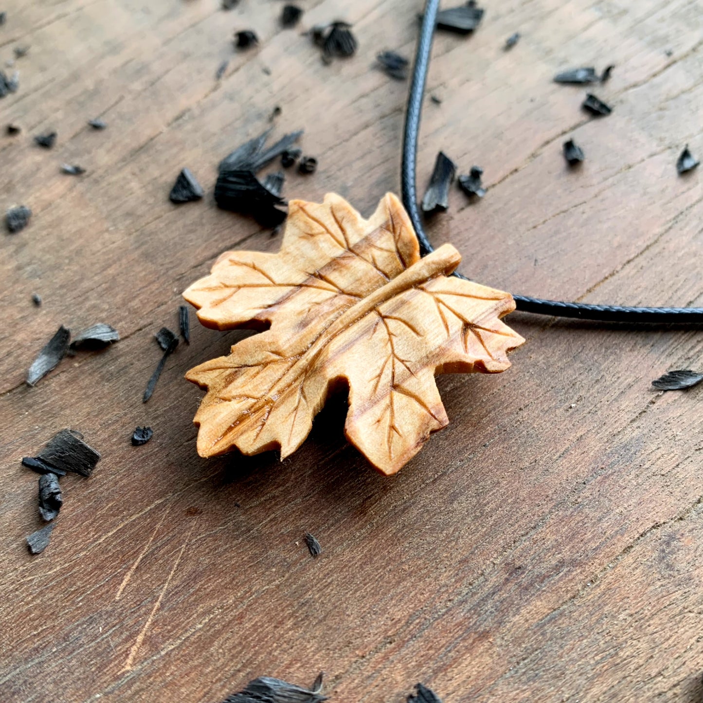 Maple’s Leaf Olive Wood Pendant