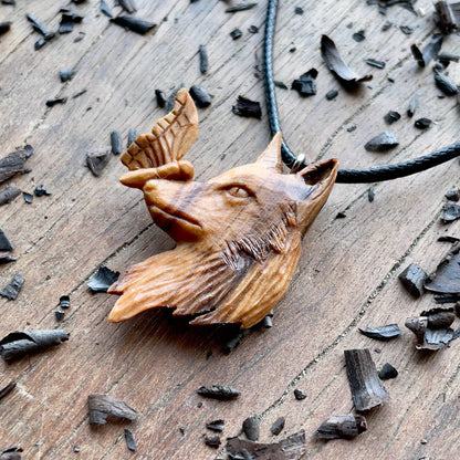 Wolf and Butterfly Pendant