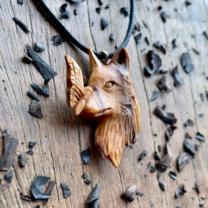 Wolf and Butterfly Pendant