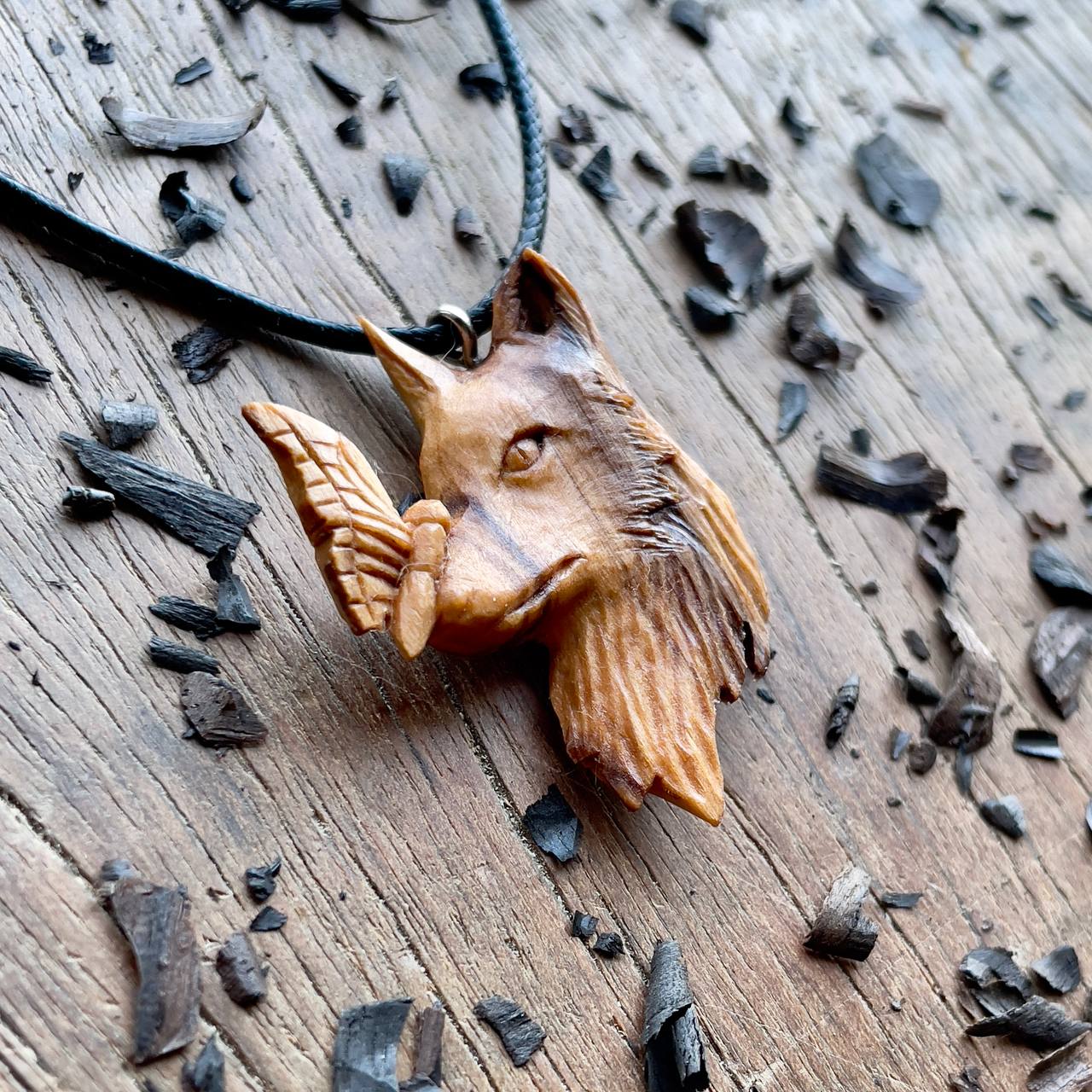 Wolf and Butterfly Pendant