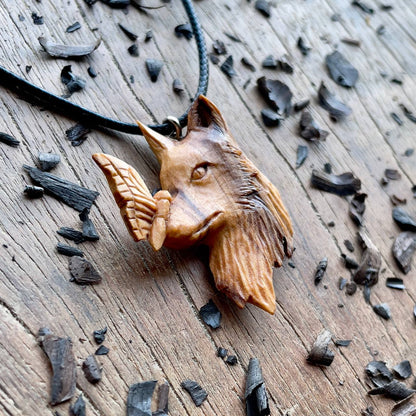 Wolf and Butterfly Pendant