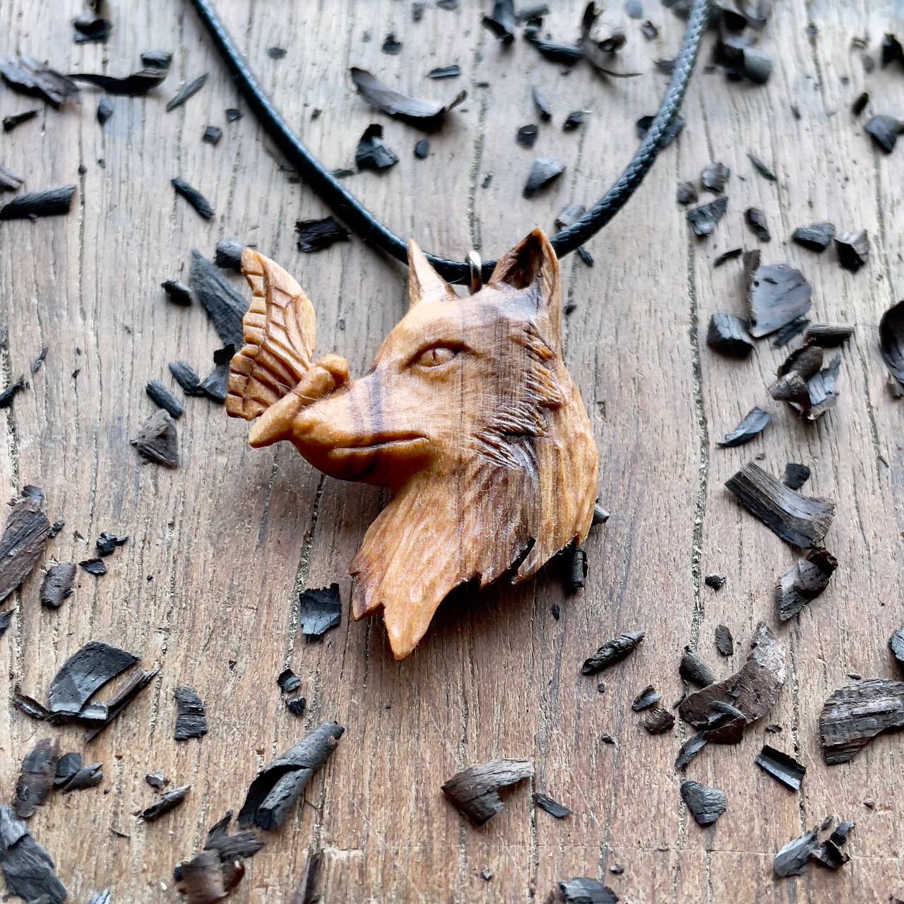 Wolf and Butterfly Pendant