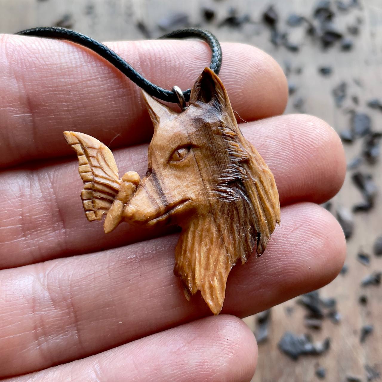 Wolf and Butterfly Pendant